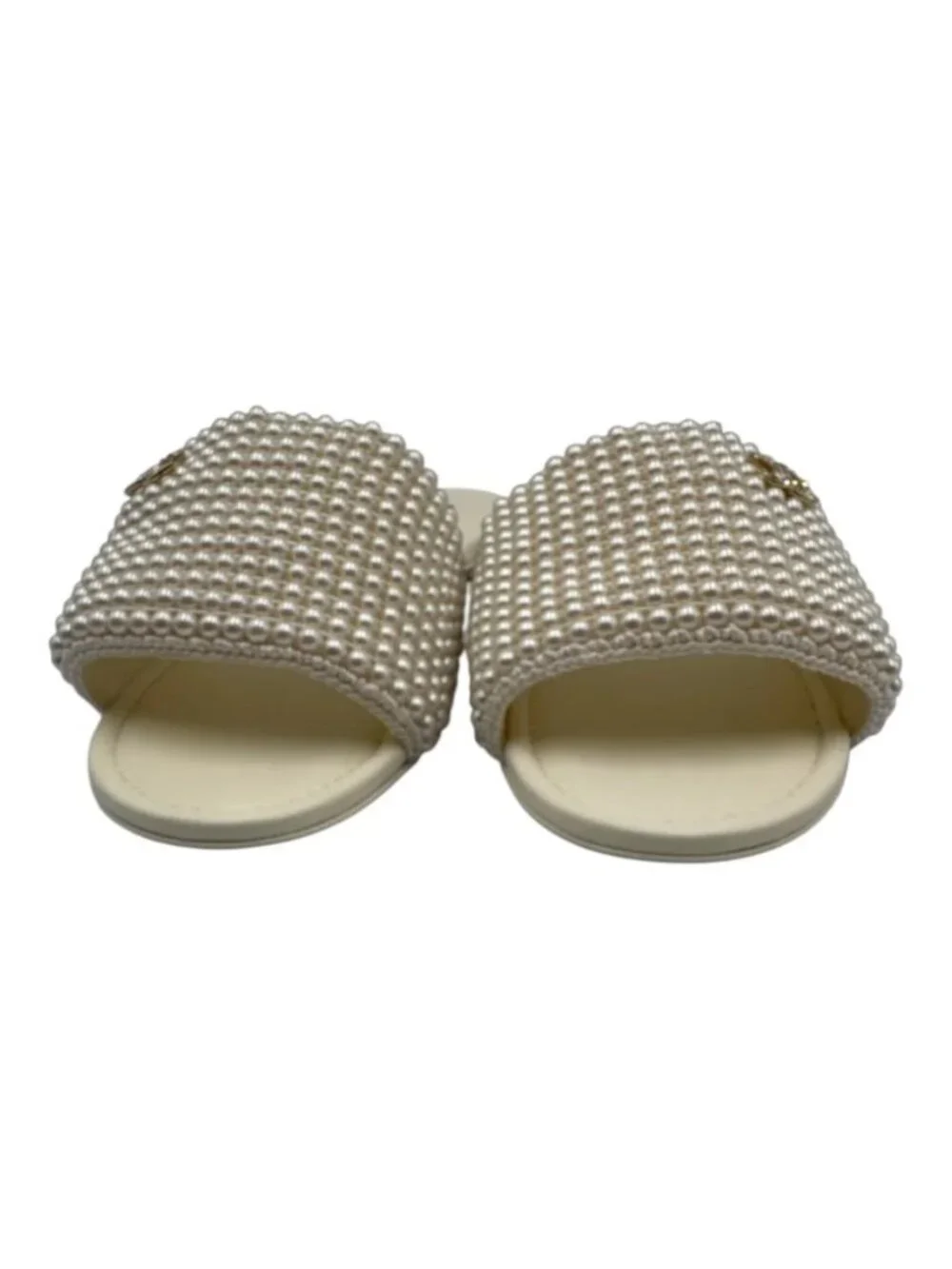 NIB Chanel 2025 Pearl CC Flat Mules Ivory White 41 Full Set